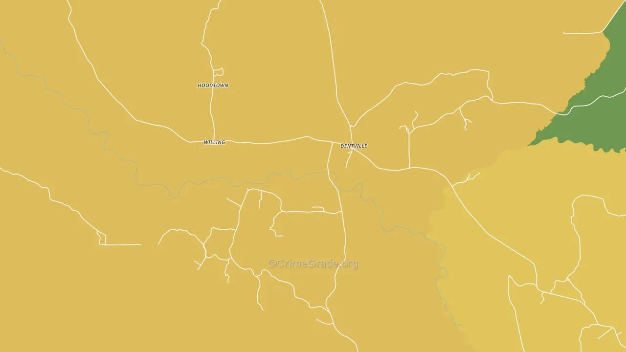 Dentville, MS Map of Assault Rates