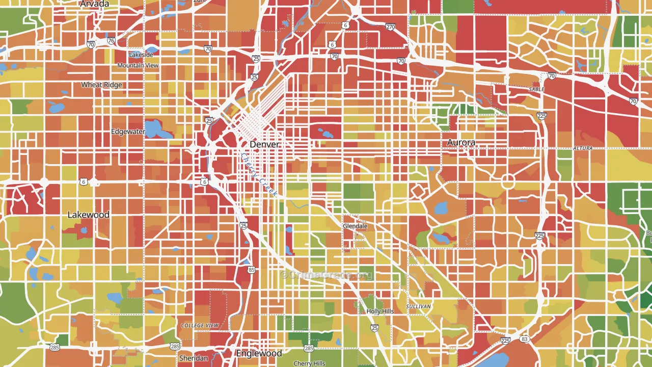Denver County, CO Map of Assault Rates