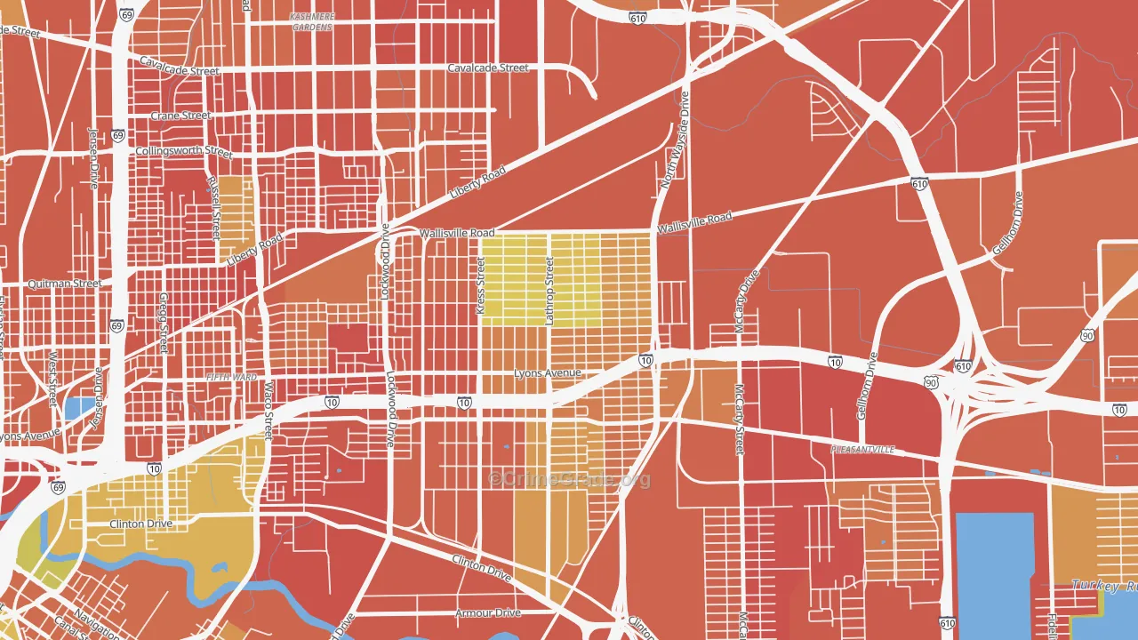 Denver Harbor-Port Houston, Houston, TX Map of Assault Rates