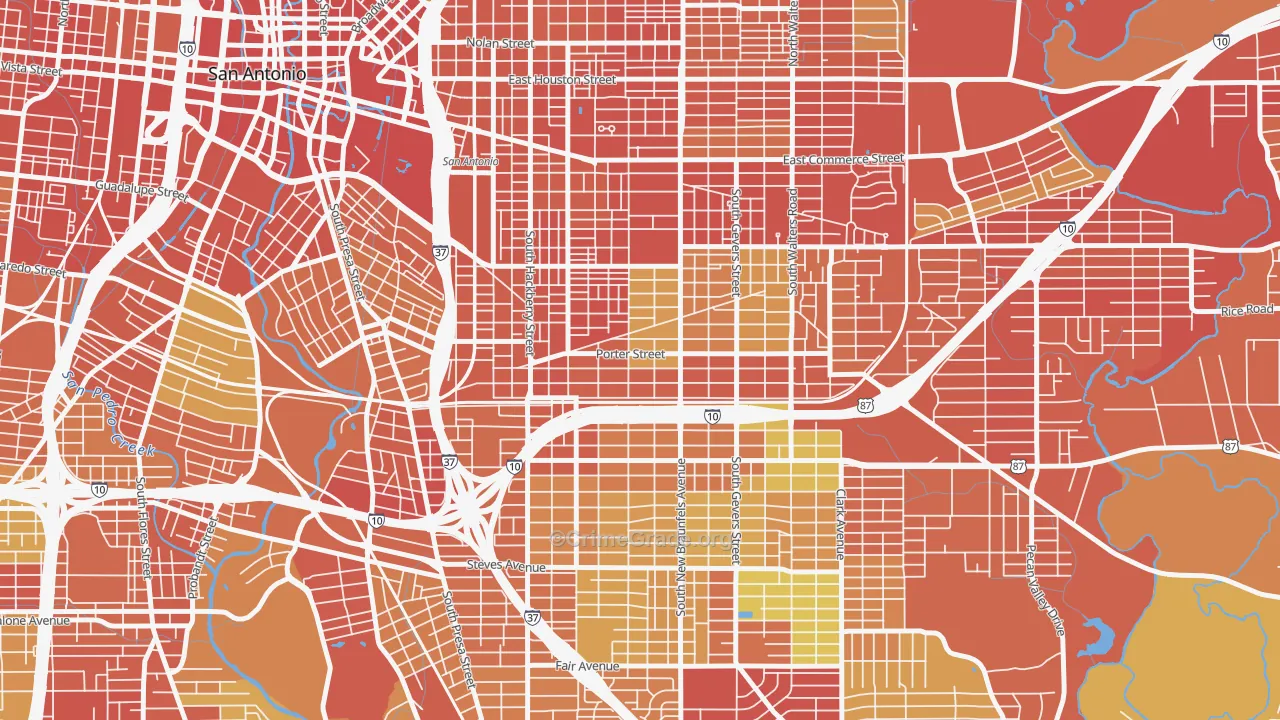 Denver Heights, San Antonio, TX Map of Assault Rates