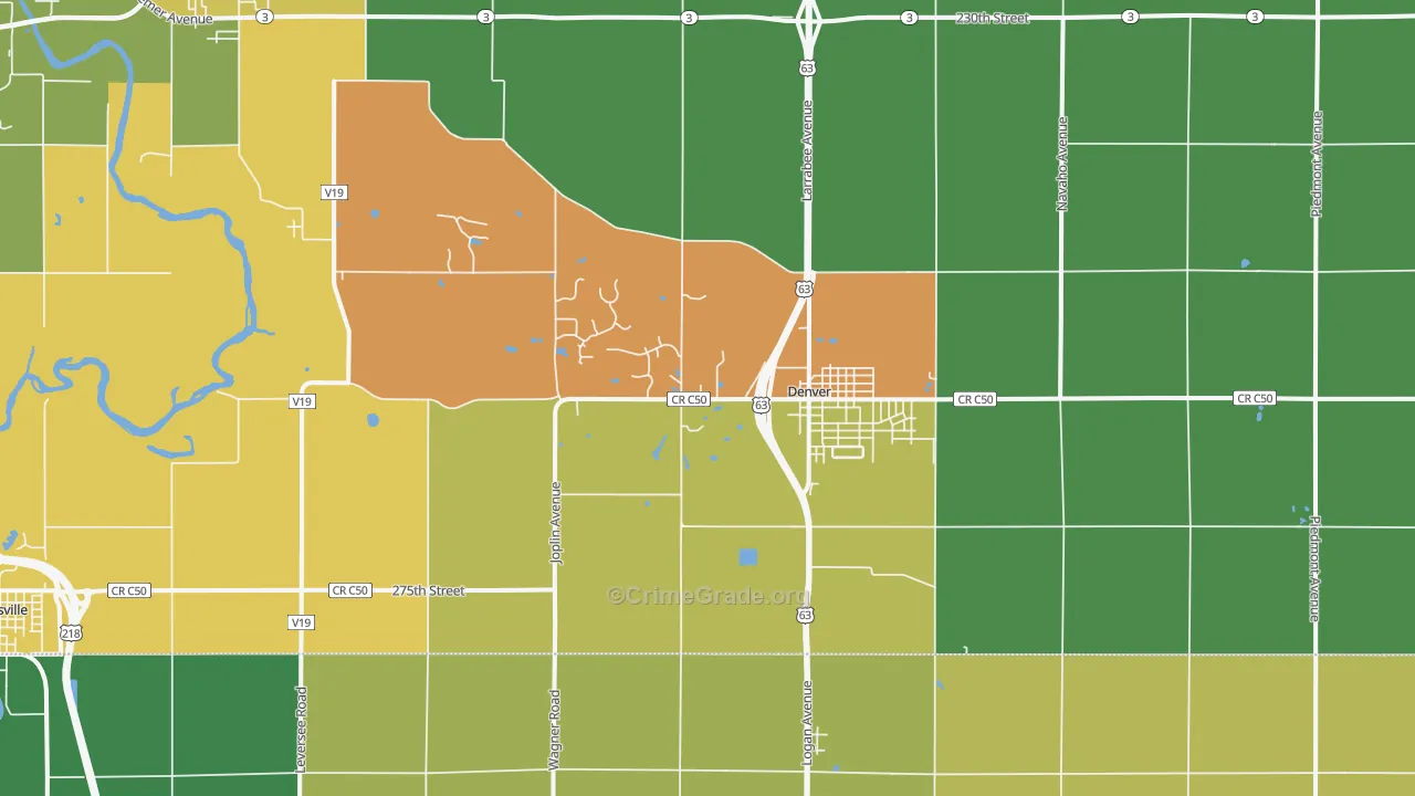 Denver, IA Map of Assault Rates