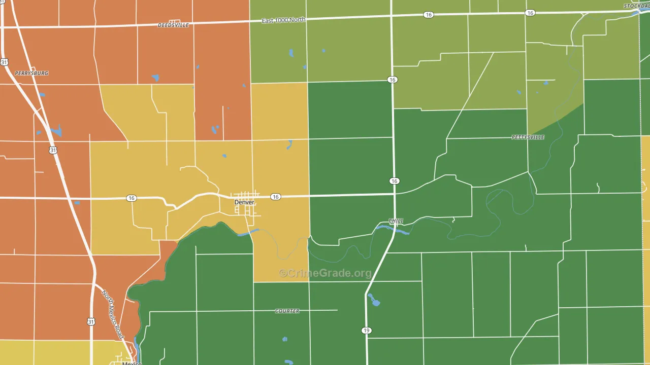 Denver, IN Map of Assault Rates