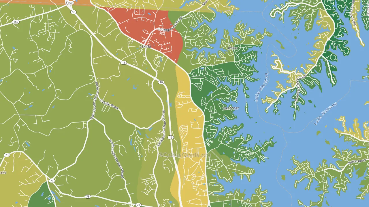 Denver, NC Map of Assault Rates