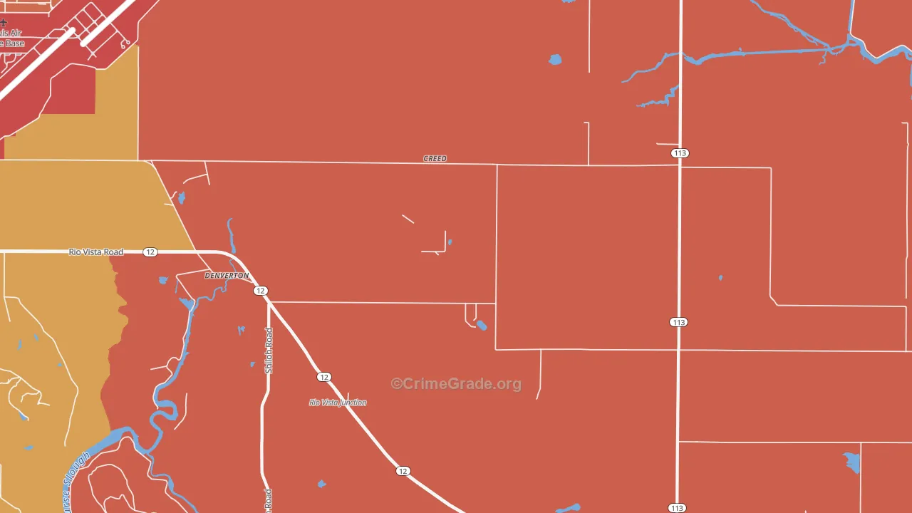 Denverton, CA Map of Assault Rates