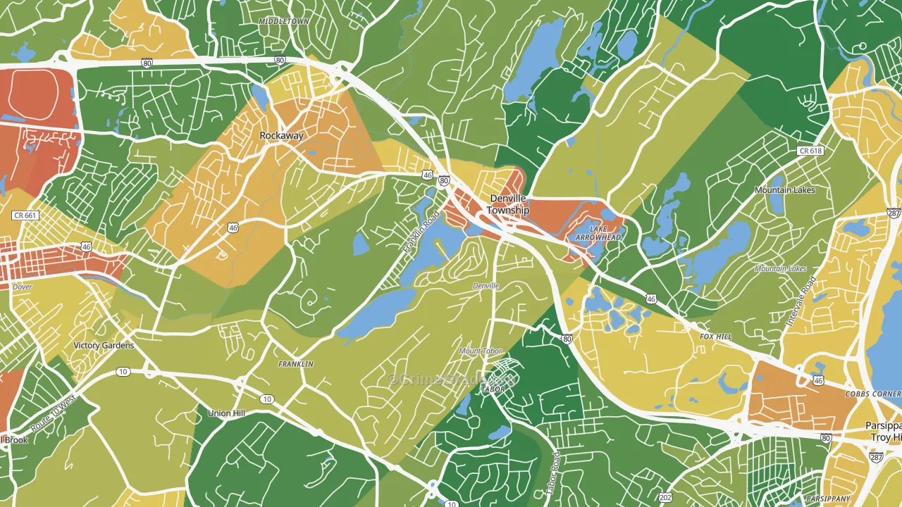 Denville, NJ Map of Assault Rates