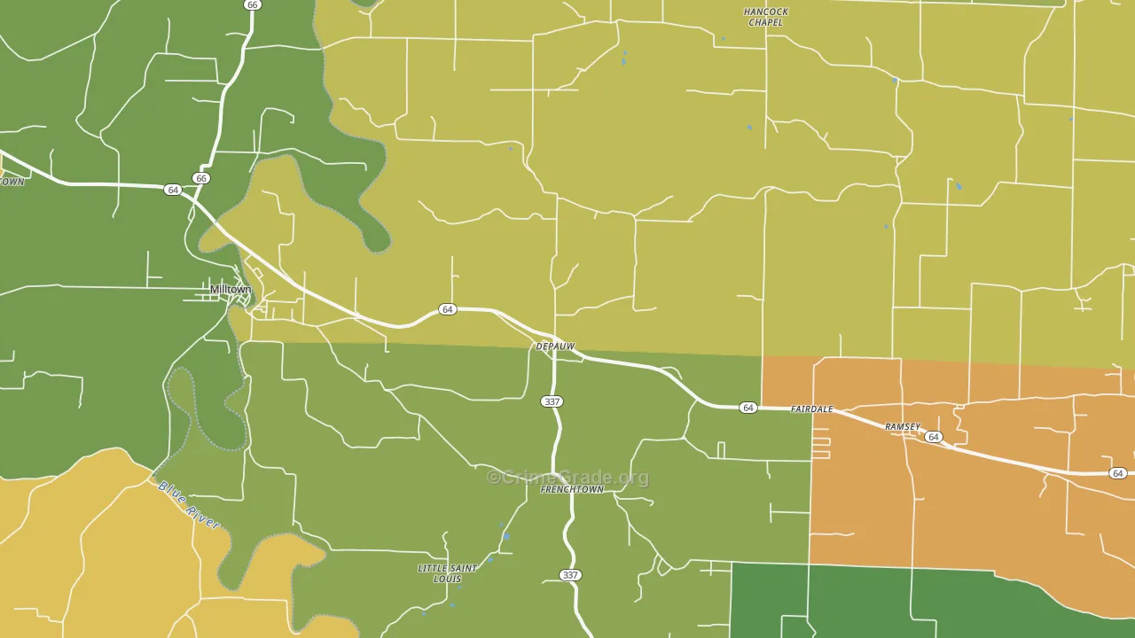 Depauw, IN Map of Assault Rates