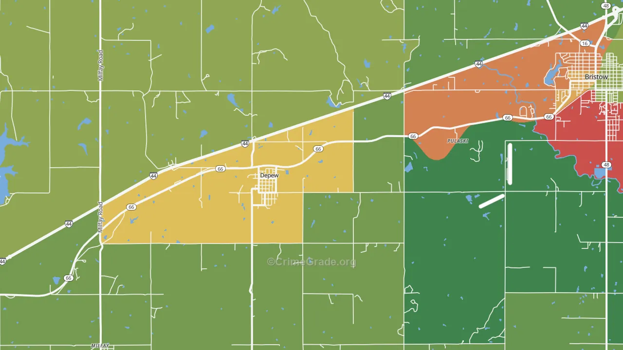 DePew, OK Map of Assault Rates