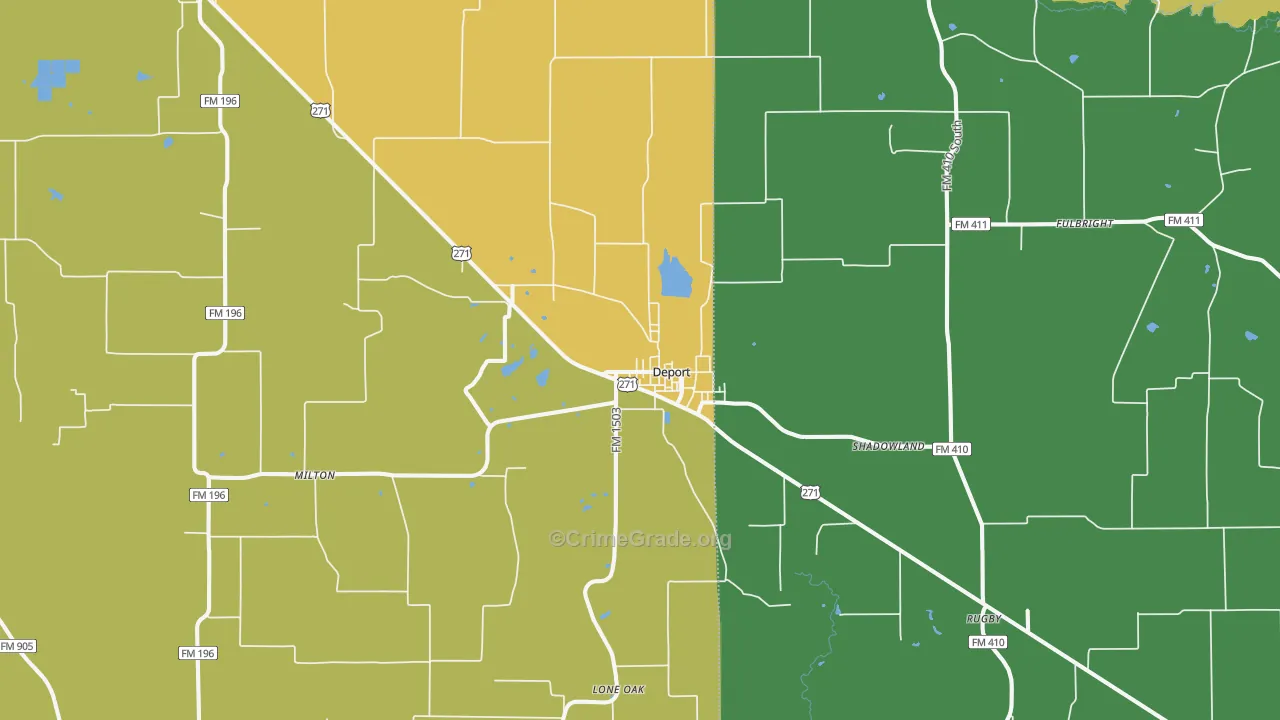 Deport, TX Map of Assault Rates