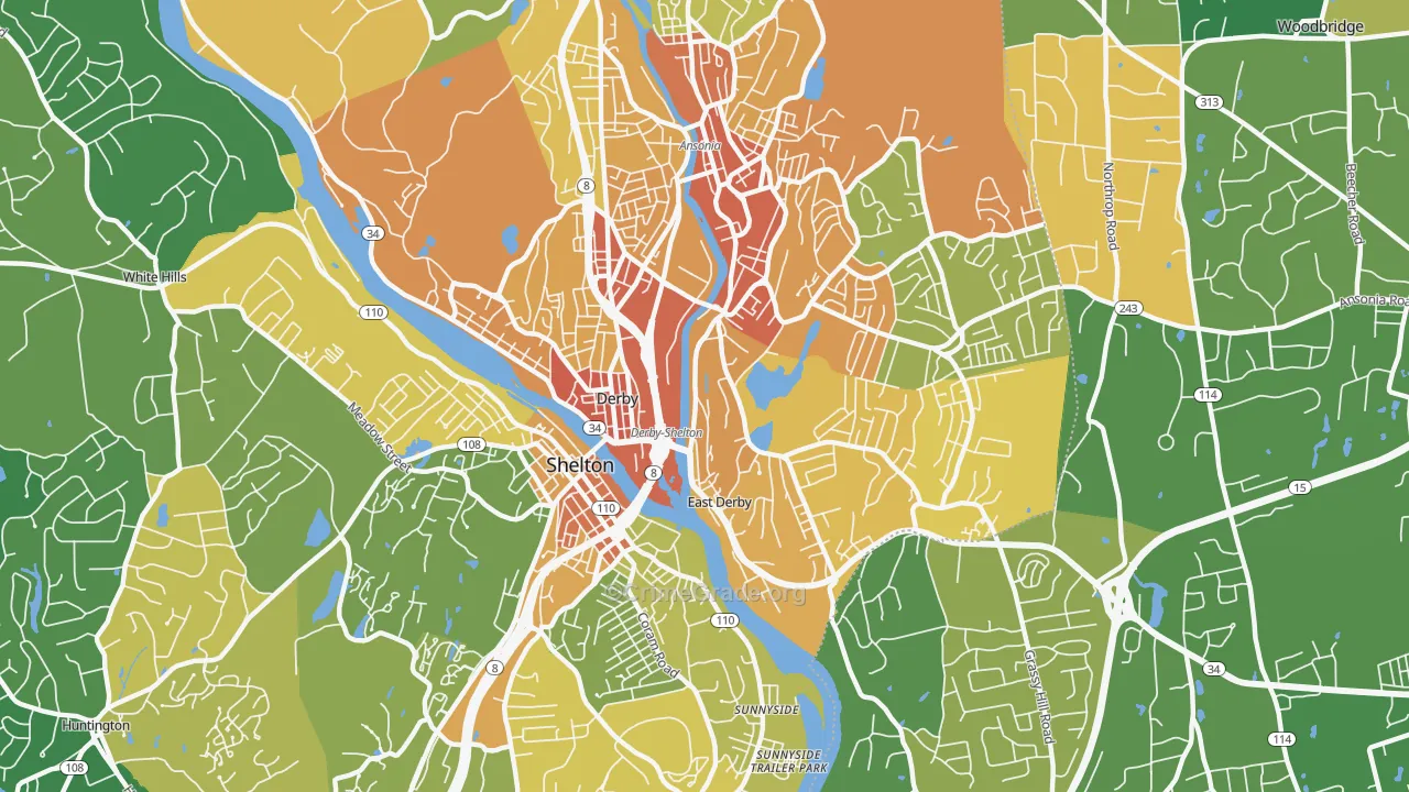 Derby, CT Map of Assault Rates