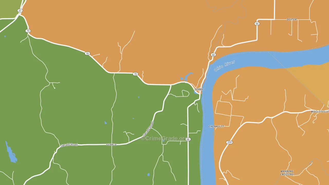 Derby, IN Map of Assault Rates