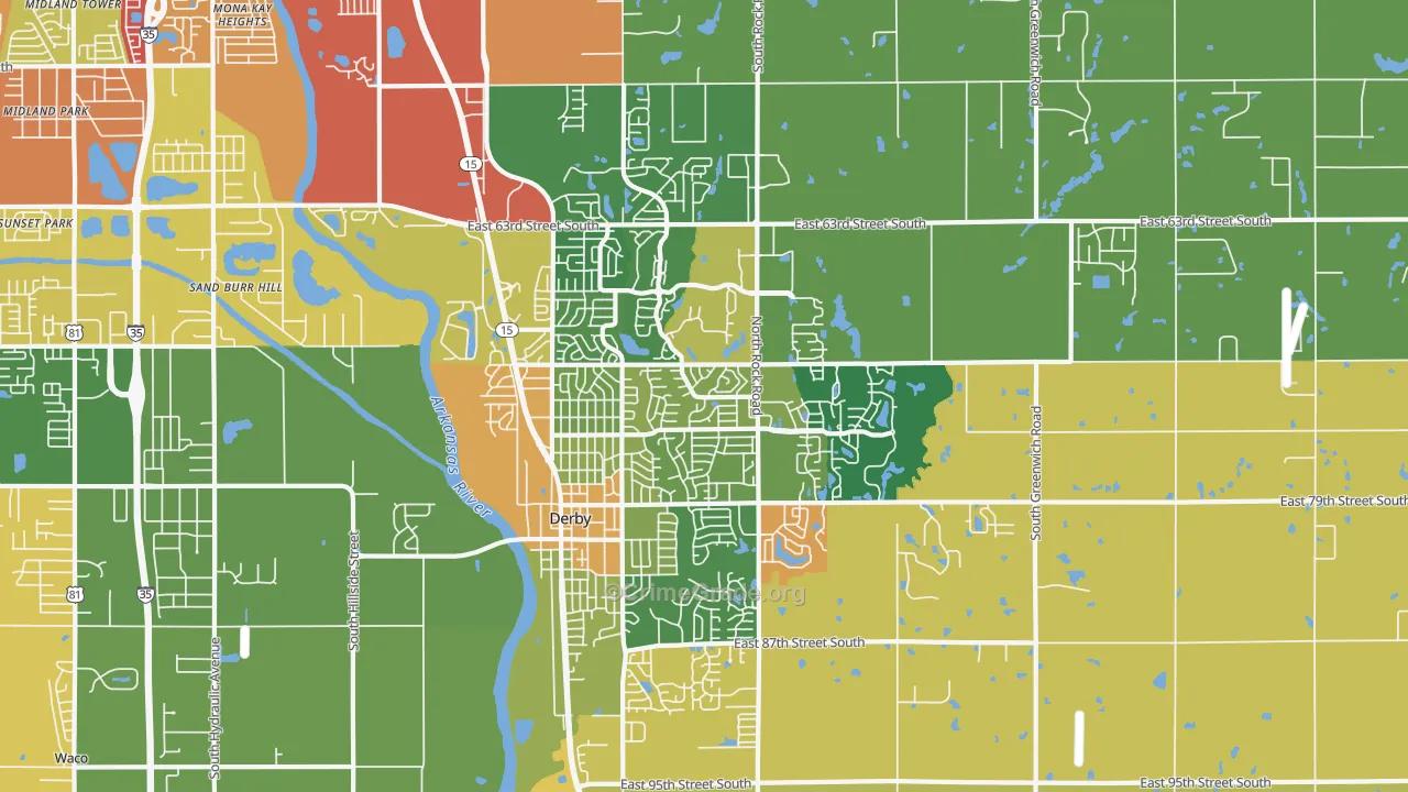 Derby, KS Map of Assault Rates