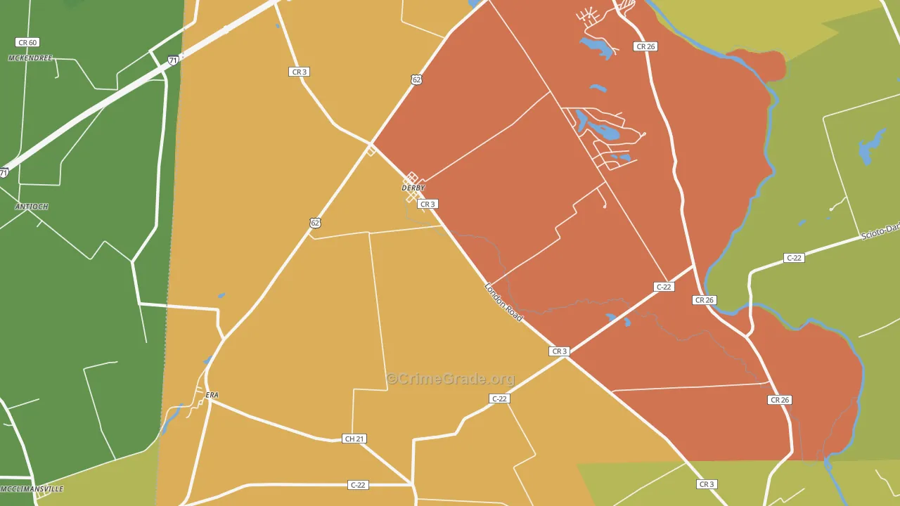Derby, OH Map of Assault Rates