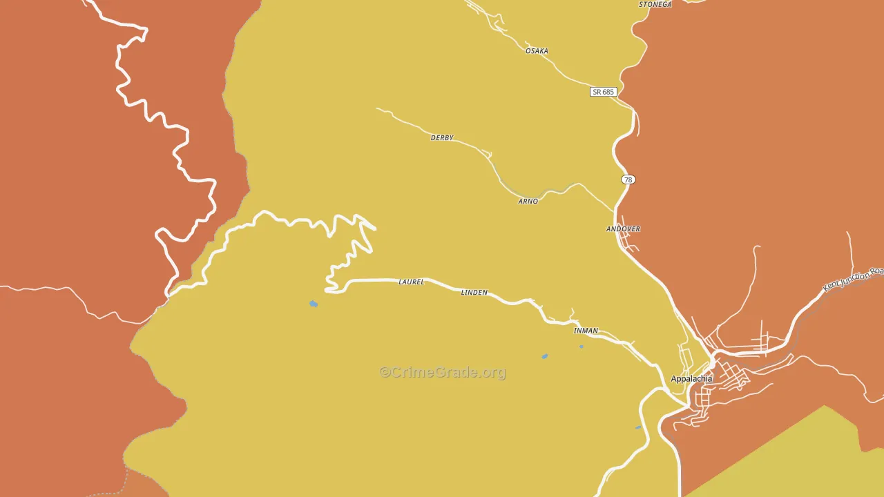 Derby, VA Map of Assault Rates