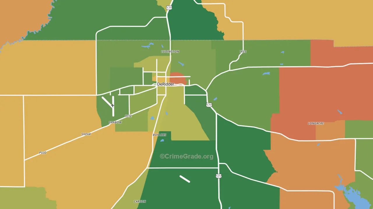 Deridder, LA Map of Assault Rates