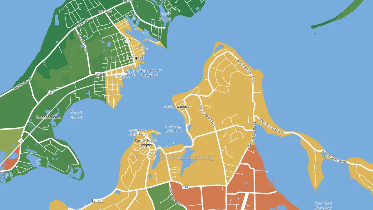 Dering Harbor, NY Map of Assault Rates