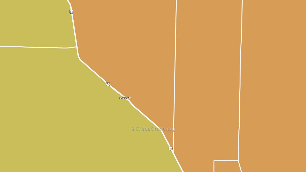 Dermott, TX Map of Assault Rates