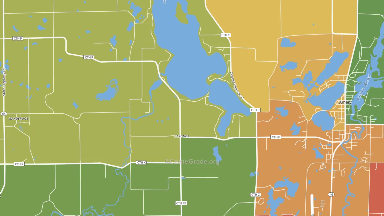 Deronda, WI Map of Assault Rates