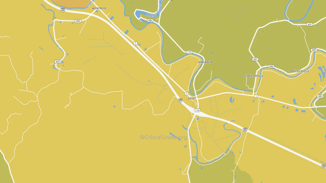 Derry, LA Map of Assault Rates