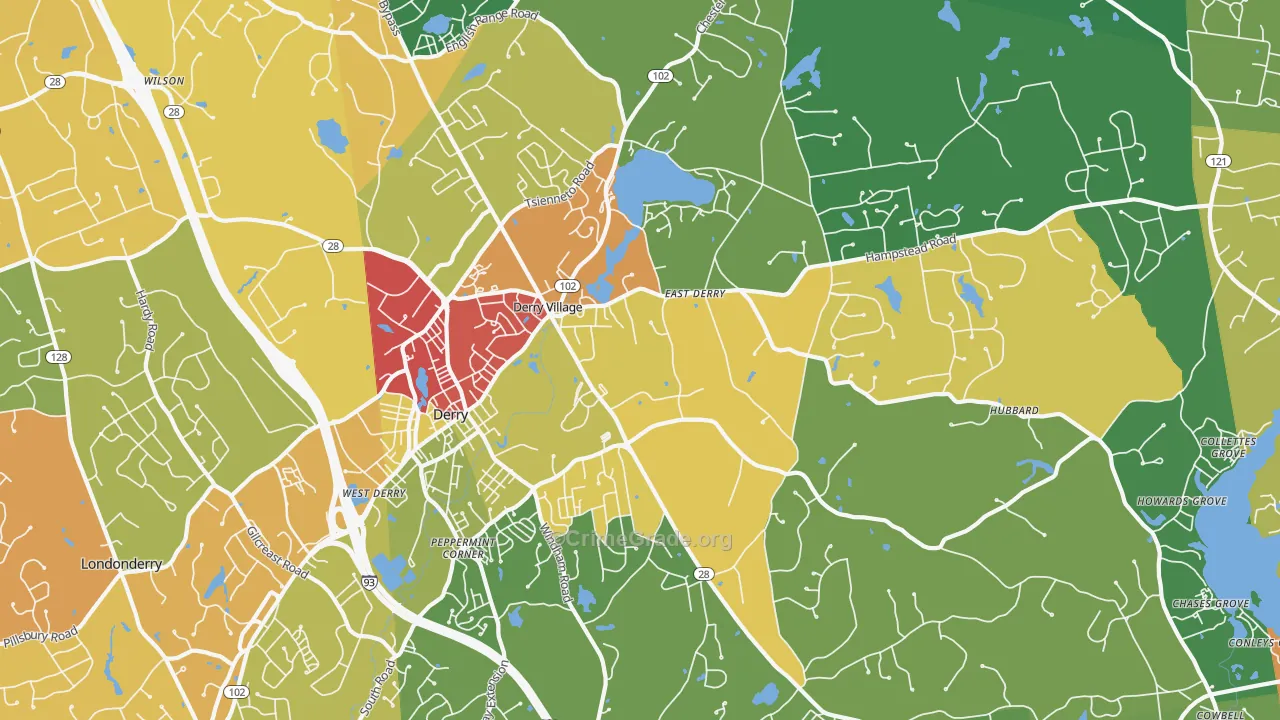 Derry, NH Map of Assault Rates