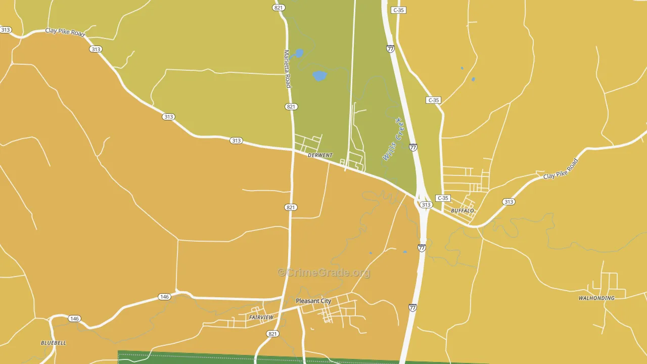 Derwent, OH Map of Assault Rates