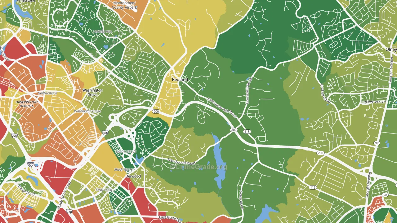 Derwood, MD Map of Assault Rates