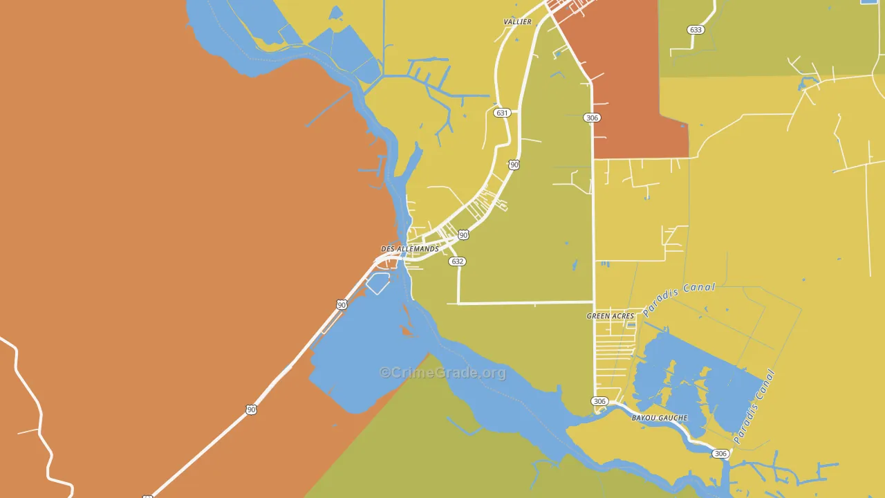 Des Allemands, LA Map of Assault Rates