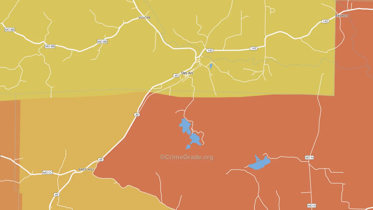 Des Arc, MO Map of Assault Rates