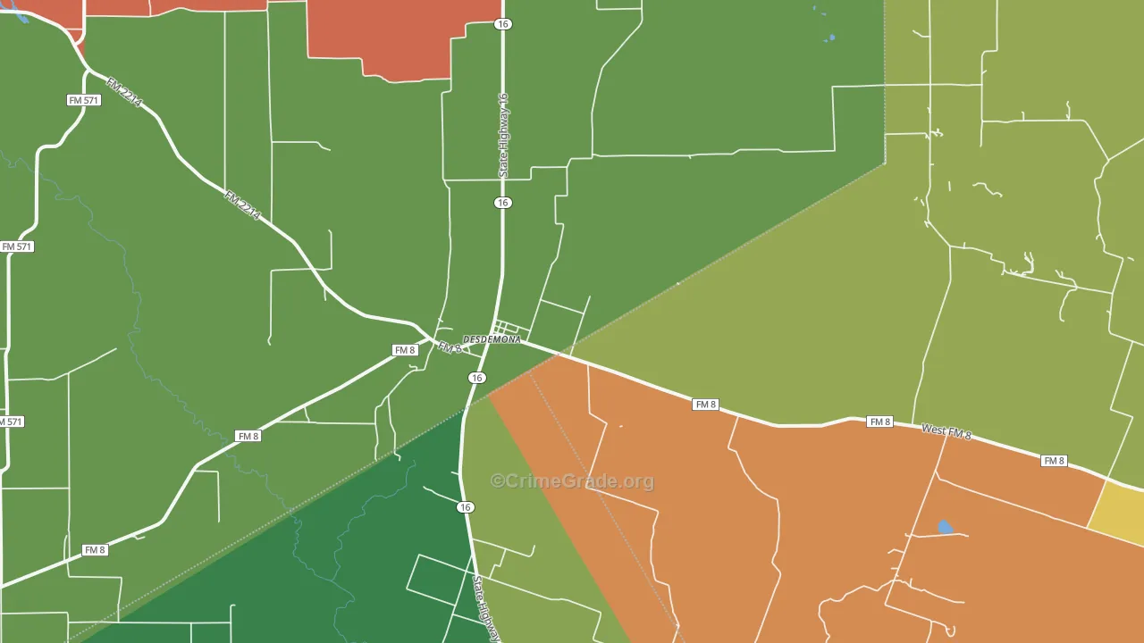 Desdemona, TX Map of Assault Rates