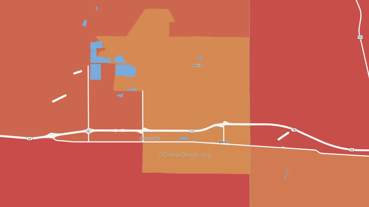 Desert Lake, CA Map of Assault Rates