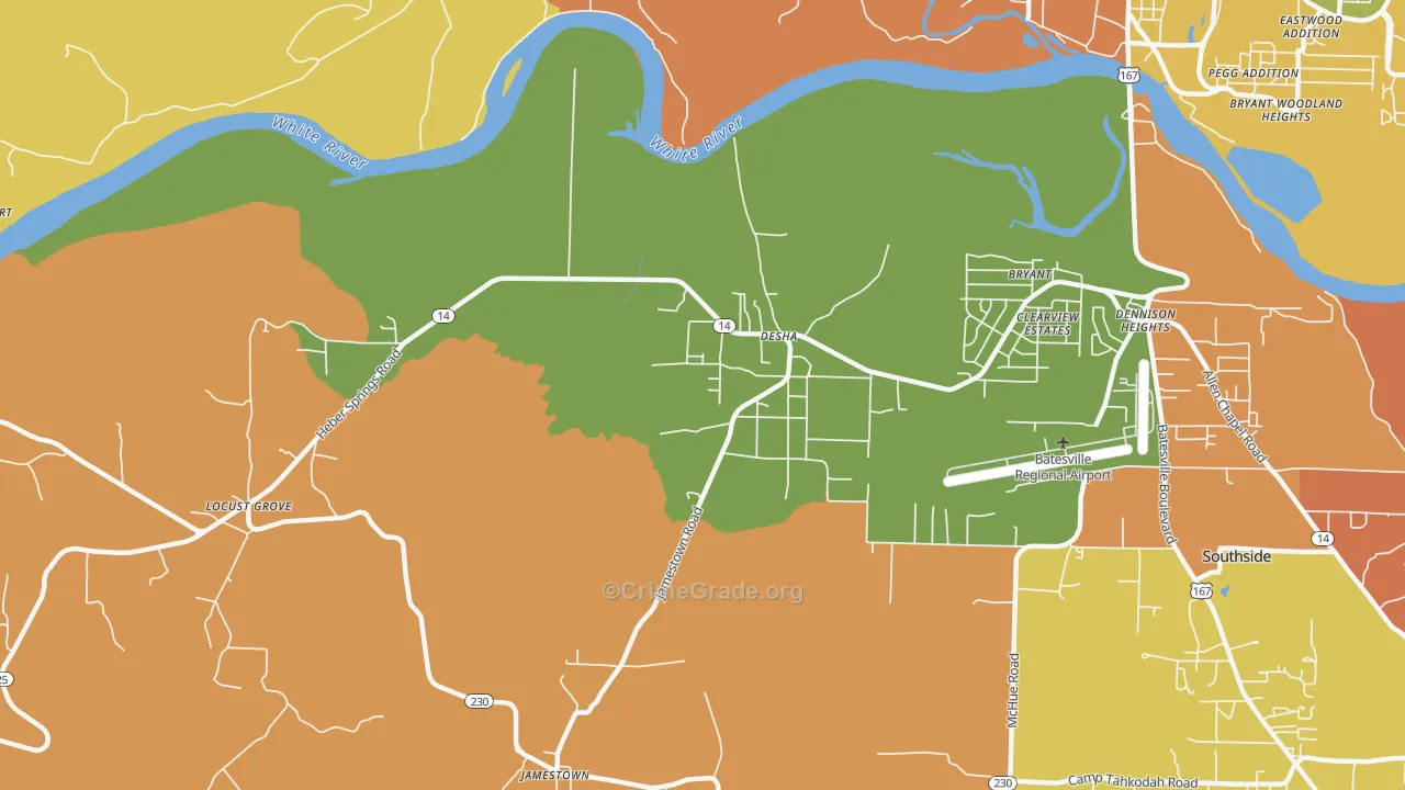 Desha, AR Map of Assault Rates