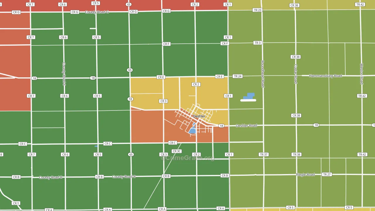Deshler, OH Map of Assault Rates