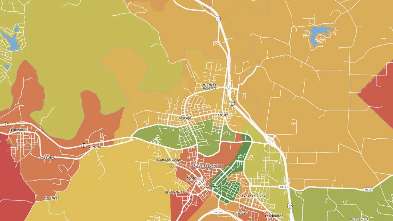 Desloge, MO Map of Assault Rates
