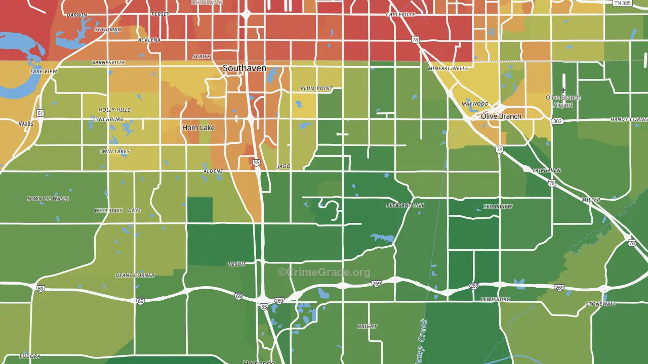 DeSoto County, MS Map of Assault Rates