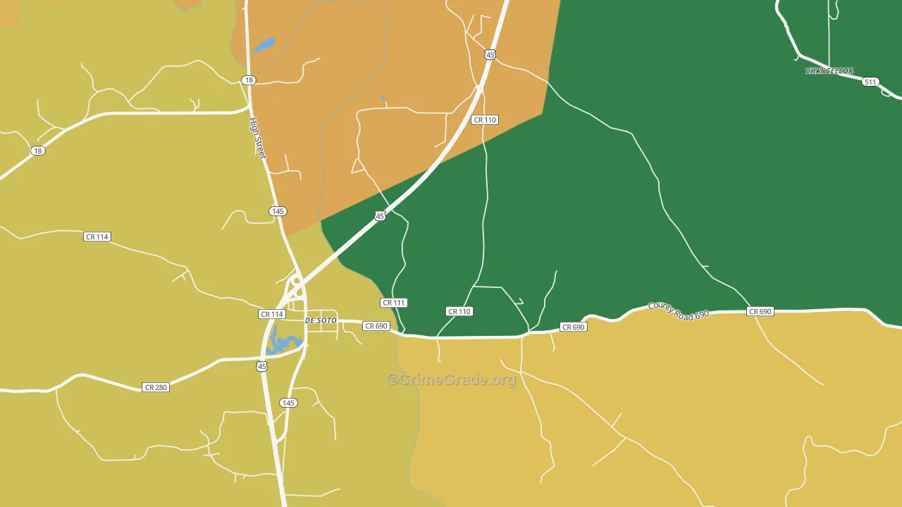 DeSoto, MS Map of Assault Rates