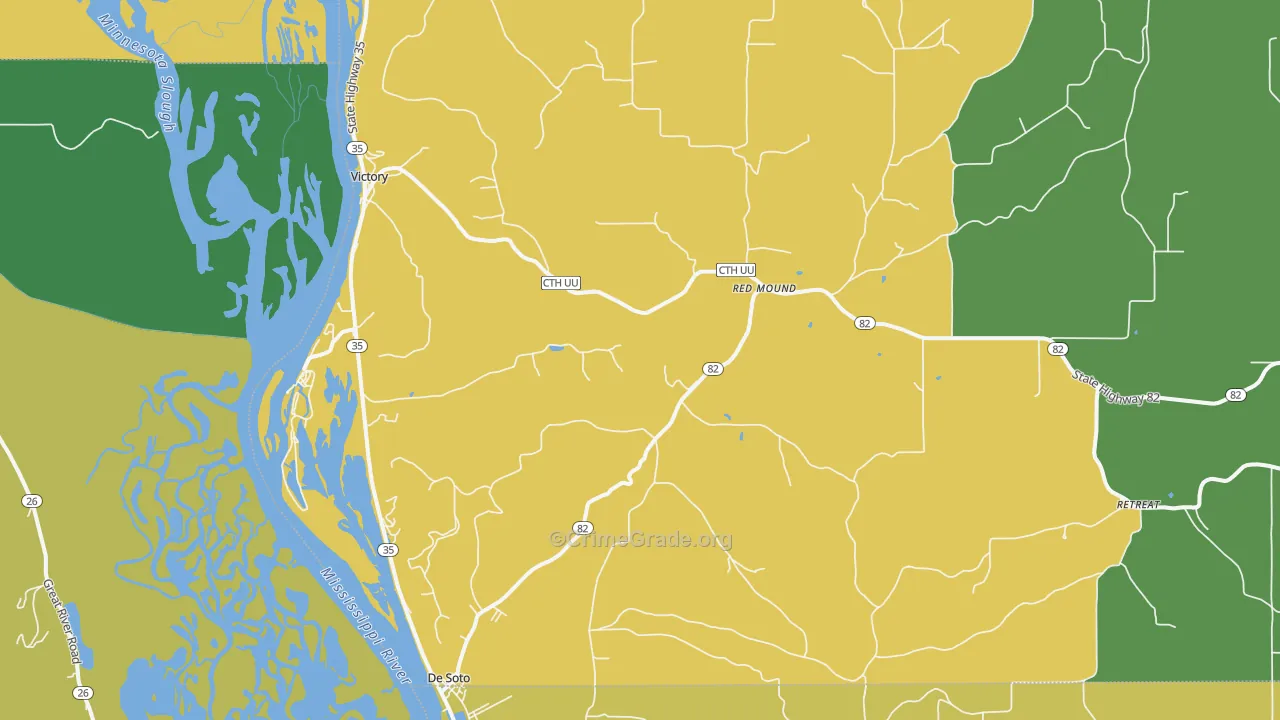 DeSoto, WI Map of Assault Rates