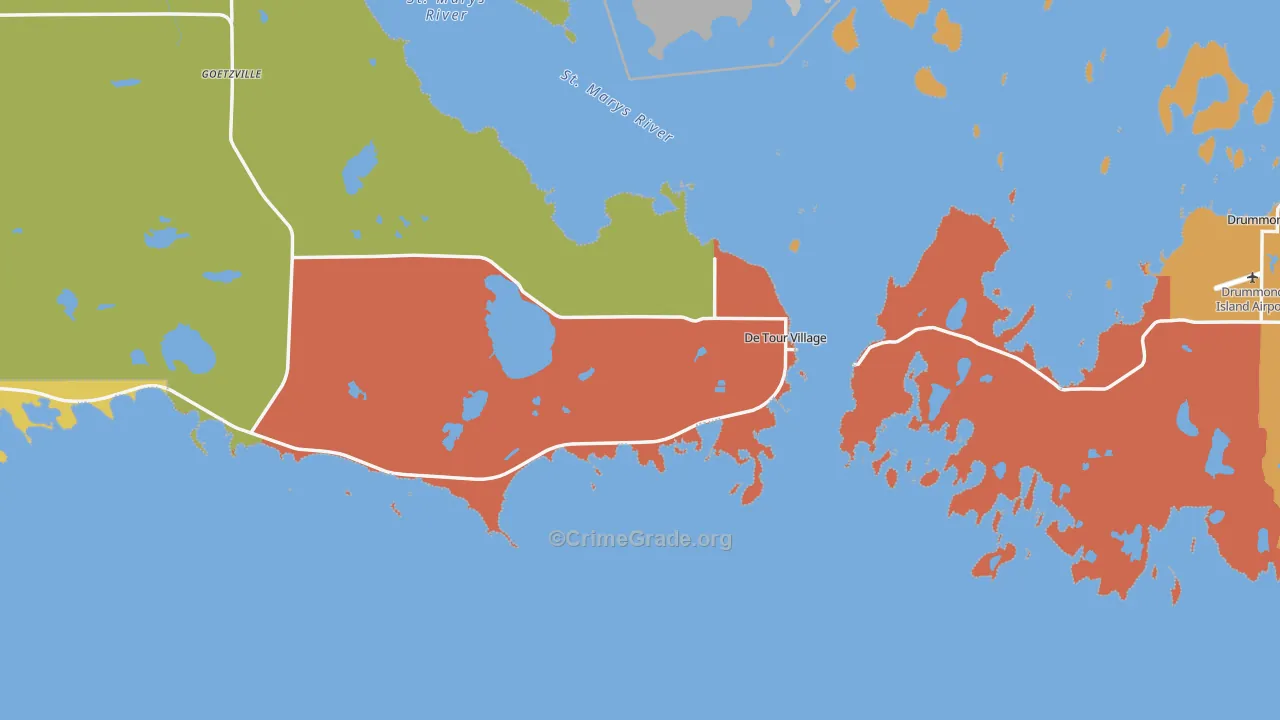 DeTour Village, MI Map of Assault Rates
