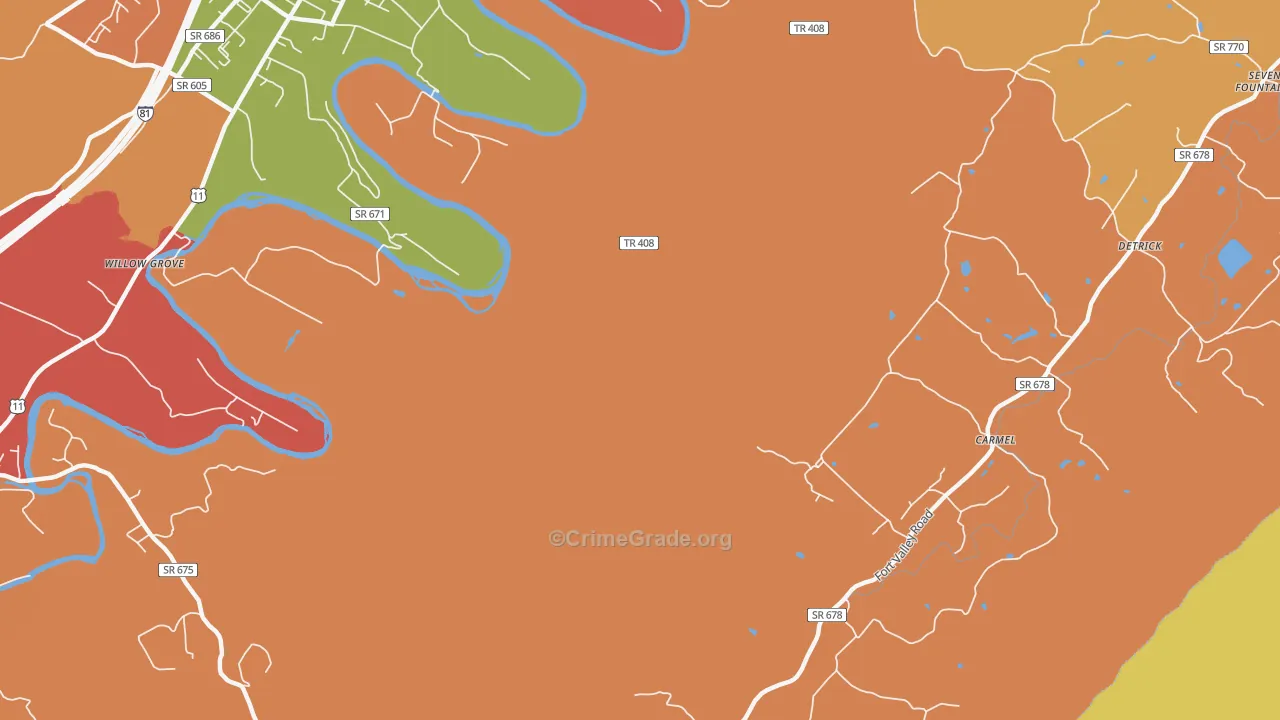 Detrick, VA Map of Assault Rates