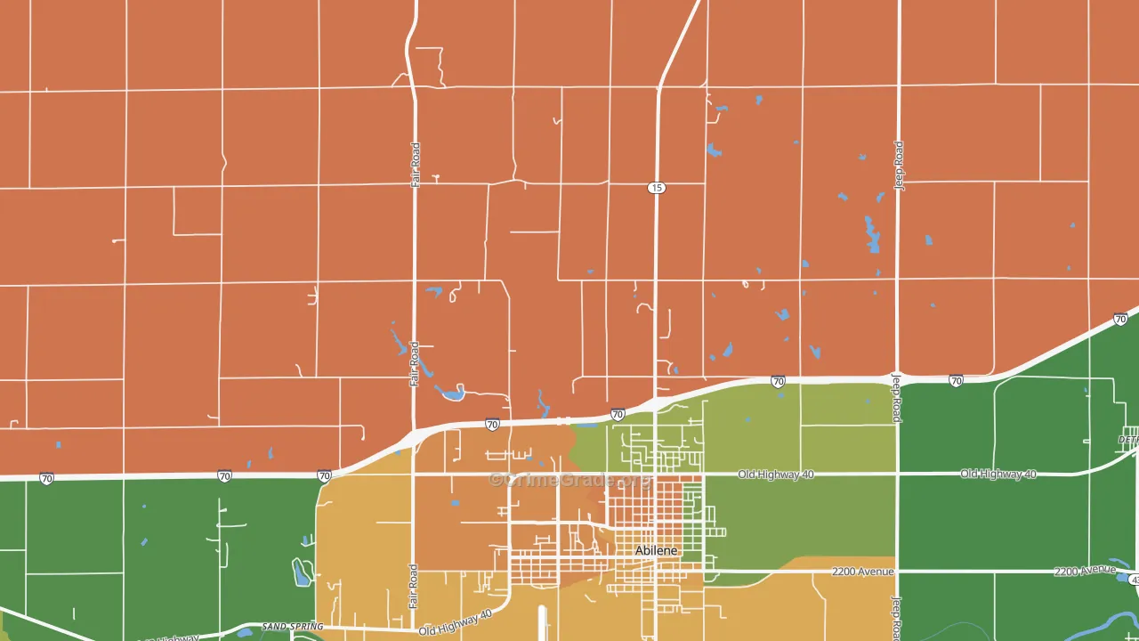 Detroit, KS Map of Assault Rates