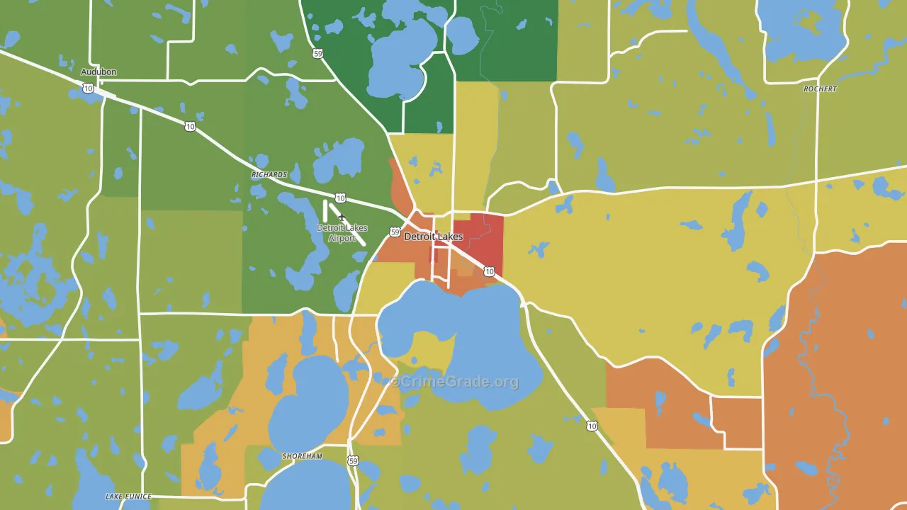Detroit Lakes, MN Map of Assault Rates