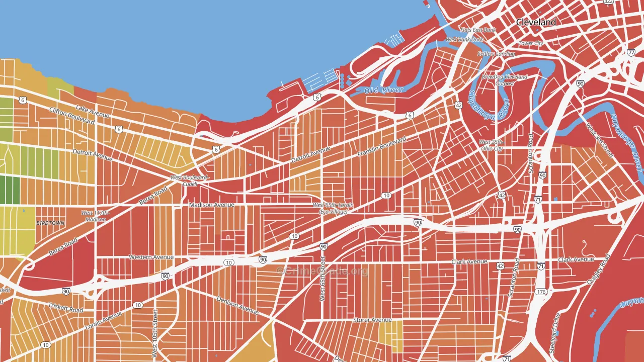 Detroit Shoreway, Cleveland, OH Map of Assault Rates
