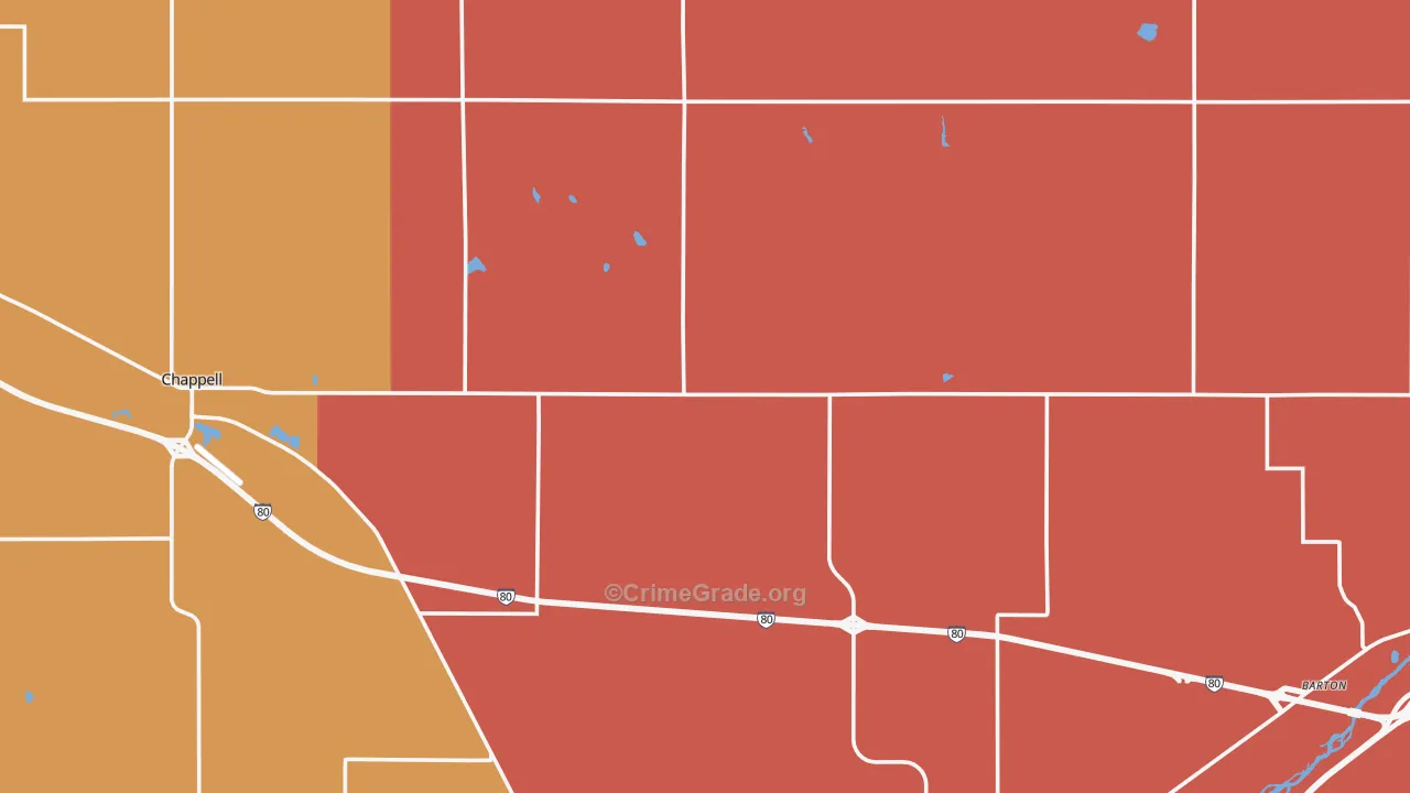 Deuel County, NE Map of Assault Rates