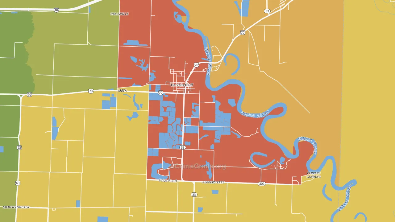 DeValls Bluff, AR Map of Assault Rates