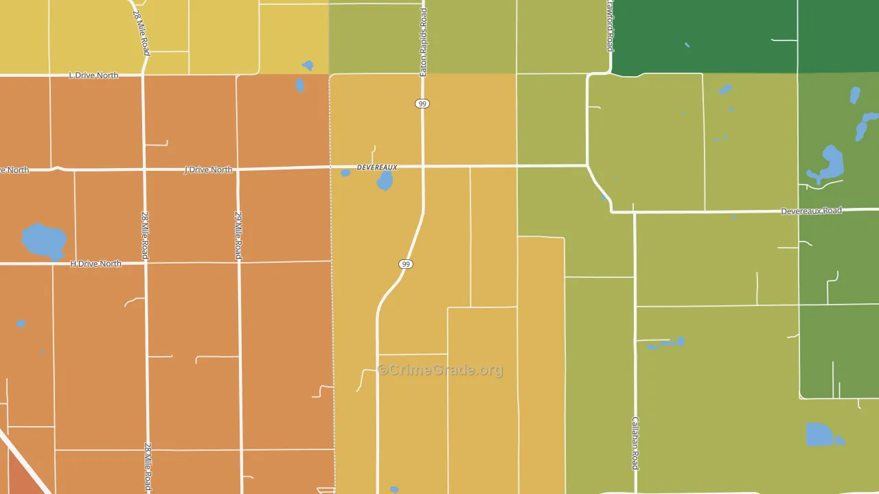 Devereaux, MI Map of Assault Rates