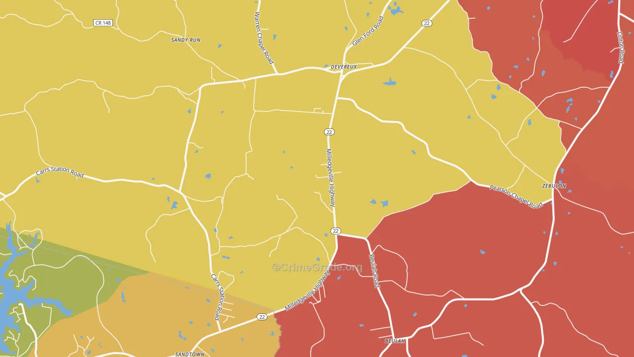 Devereux, GA Map of Assault Rates