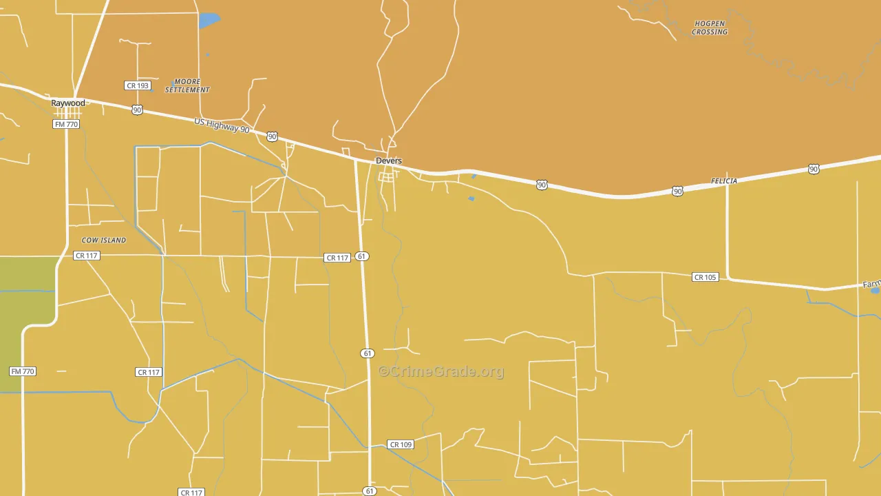 Devers, TX Map of Assault Rates