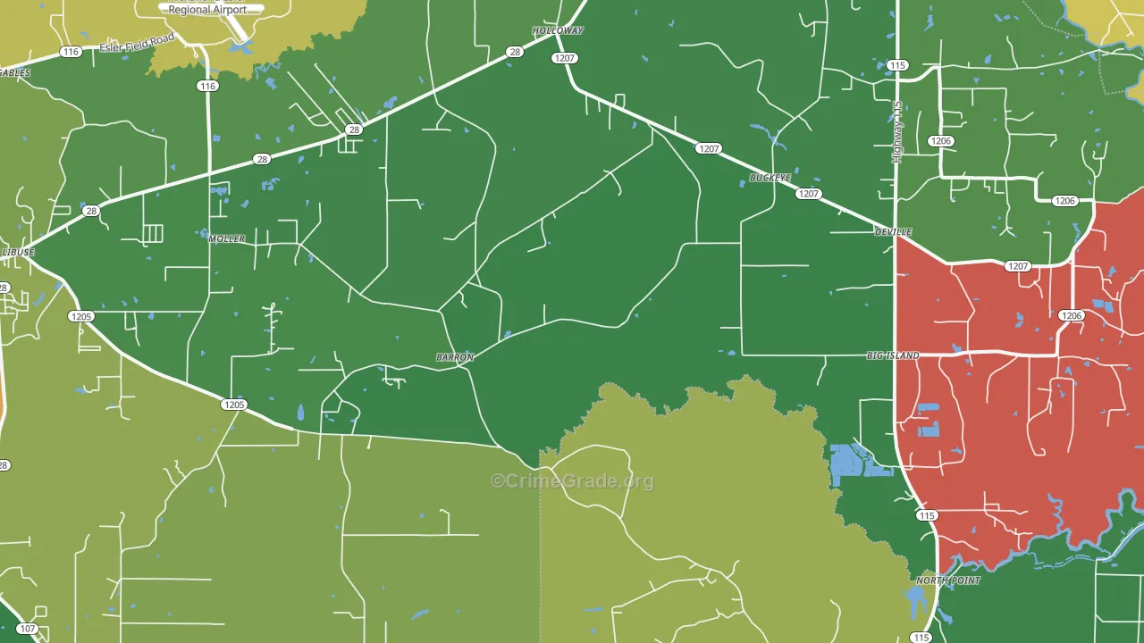 Deville, LA Map of Assault Rates