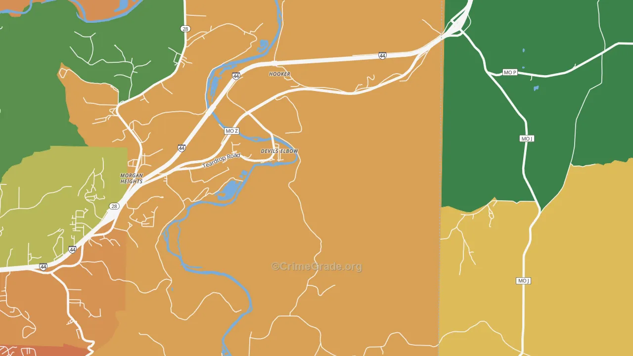 Devils Elbow, MO Map of Assault Rates