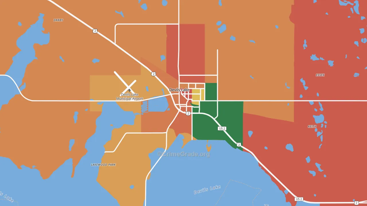 Devils Lake, ND Map of Assault Rates