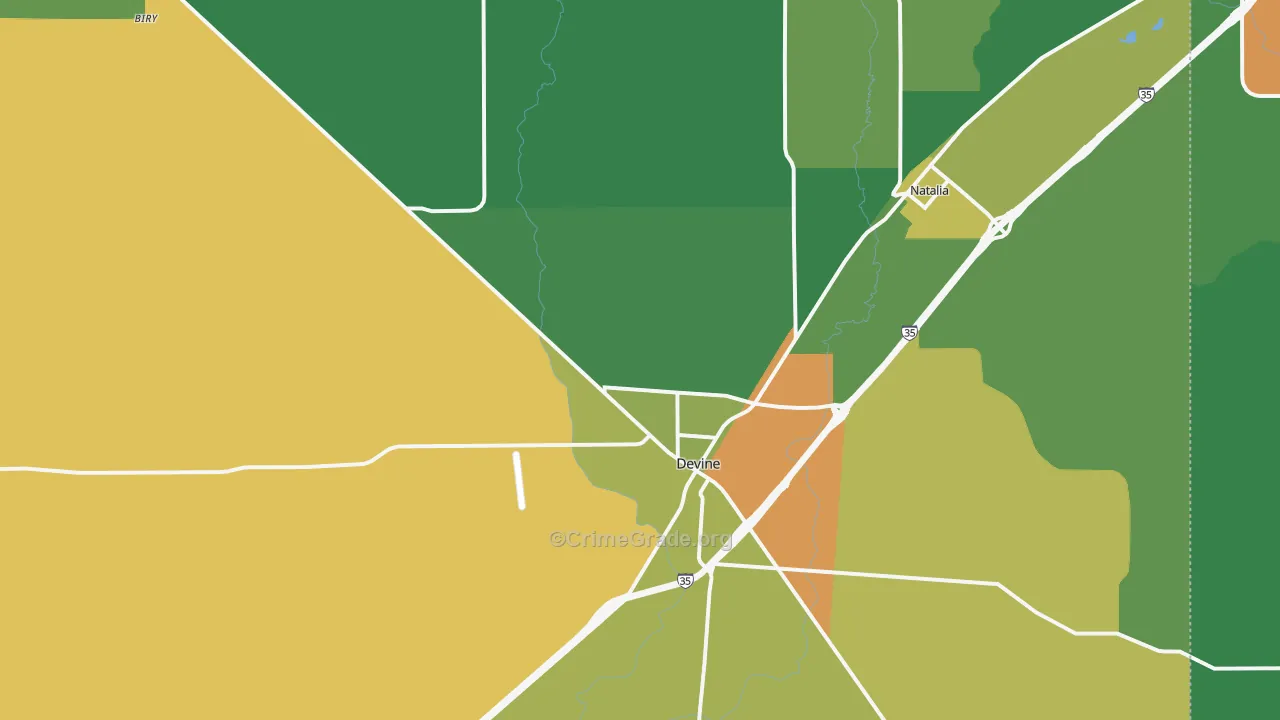 Devine, TX Map of Assault Rates
