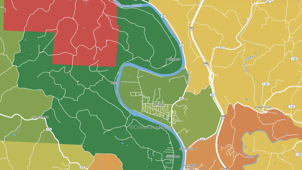 Devola, OH Map of Assault Rates